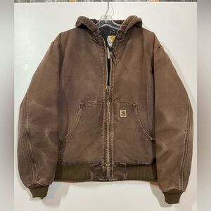 Vintage Carhartt Sun Faded DKB J130 White Patch Hooded Jacket